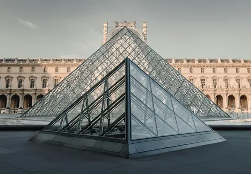Louvre Museum Pyramid in Louvre Museum
